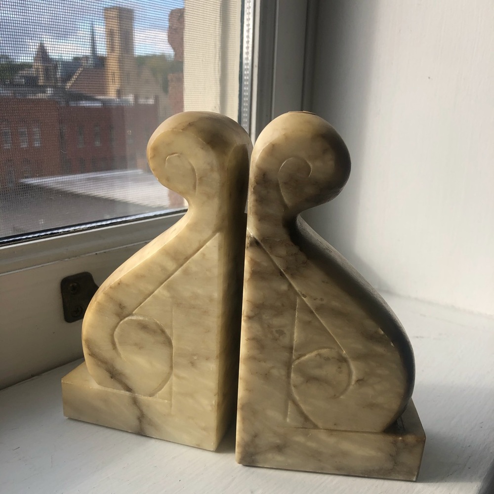 Vintage Enesco marble bookends
